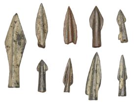 Greek / Scythian, bronze arrowheads (9), 5th-3rd century BC, socketed with ribbed heads and...