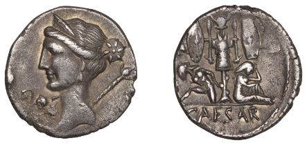 Roman Imperatorial Coinage, The Caesarians, Julius Caesar, Denarius, military mint in Spain,...