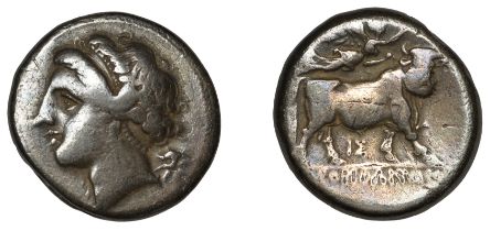 Greek Coinages, CAMPANIA, Neapolis, Nomos, 275-250, head of nymph left, star behind, rev. ma...