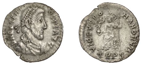 Roman Imperial Coinage, Eugenius (392-394), Siliqua, Trier, d n evgeni-vs p f avg, pearl-dia...