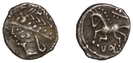 GALLIA NARBONENSIS, Allobroges, Cn. Pompeius Voluntilus, Quinarius, c. 70-61, head of male d...