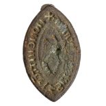 Late 13th century, bronze seal matrix, pointed oval (vesica), 34mm x 20mm, nonenittitvs sa (...