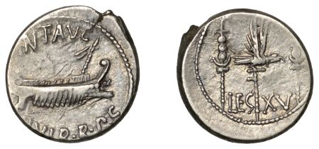Roman Imperatorial Coinage, The Triumvirs, Mark Antony, Denarius, Patrae?, 32-31, praetorian...