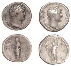 Roman Imperial Coinage, Hadrian, Denarii (2), both 124-5, revs. Roma in military dress, stan...