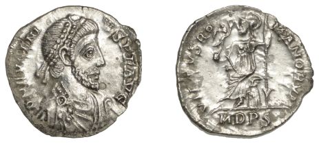 Roman Imperial Coinage, Eugenius (392-394), Siliqua, Milan, d n evgeni-vs p f avg, pearl-dia...