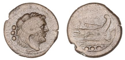 Roman Republican Coinage, Anonymous, Ã† Quadrans, V series, 211-10, Southeast Italian mint, h...