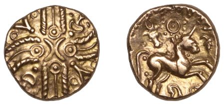 CATUVELLAUNI, Tasciovanus (25 BC - AD 10), Stater, 'Hidden Faces' type, cruciform wreath pat...