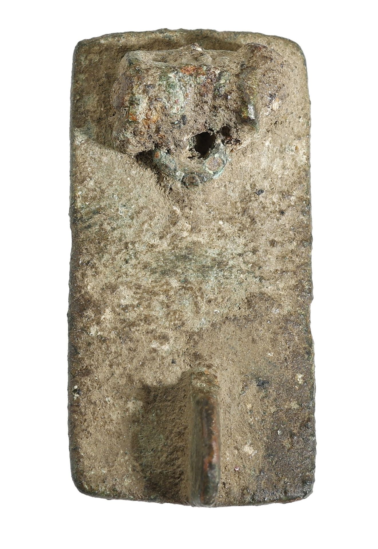 Romano-British, 2nd century AD, enamelled bronze rectangular plate brooch, 27mm x 14mm; cent... - Image 2 of 2