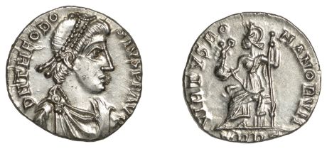 Roman Imperial Coinage, Theodosius I (379-395), Siliqua, Trier, 388-92, d n theodo-sivs p f...