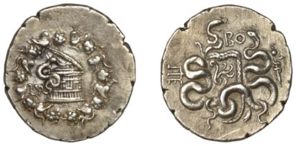 Greek Coinages, MYSIA, Pergamon, Cistophoric Tetradrachm, 96-92, cista mystica with serpent...