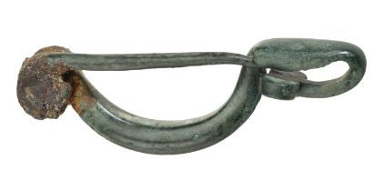 Celtic, La Tene I, c. 4th-3rd century BC, Wessex type bronze brooch, 50mm x 16mm; wide coile...