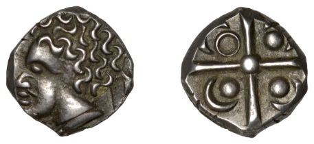 SOUTHERN GAUL, Volcae-Arecomici, silver Drachm, 1st century BC, head left with neatly curled...