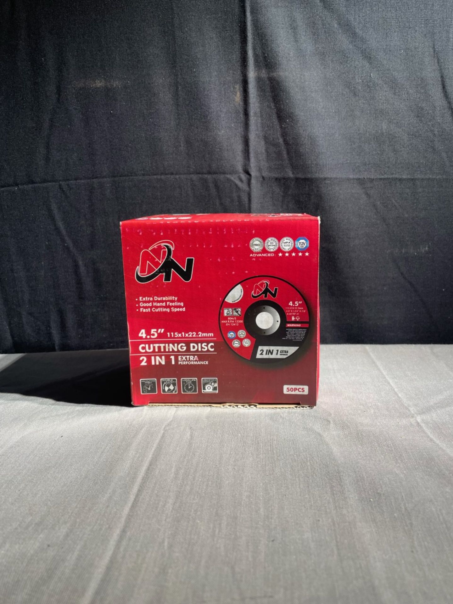 1x new box of 4.5” cutting disc for grinder. 50 unit in box