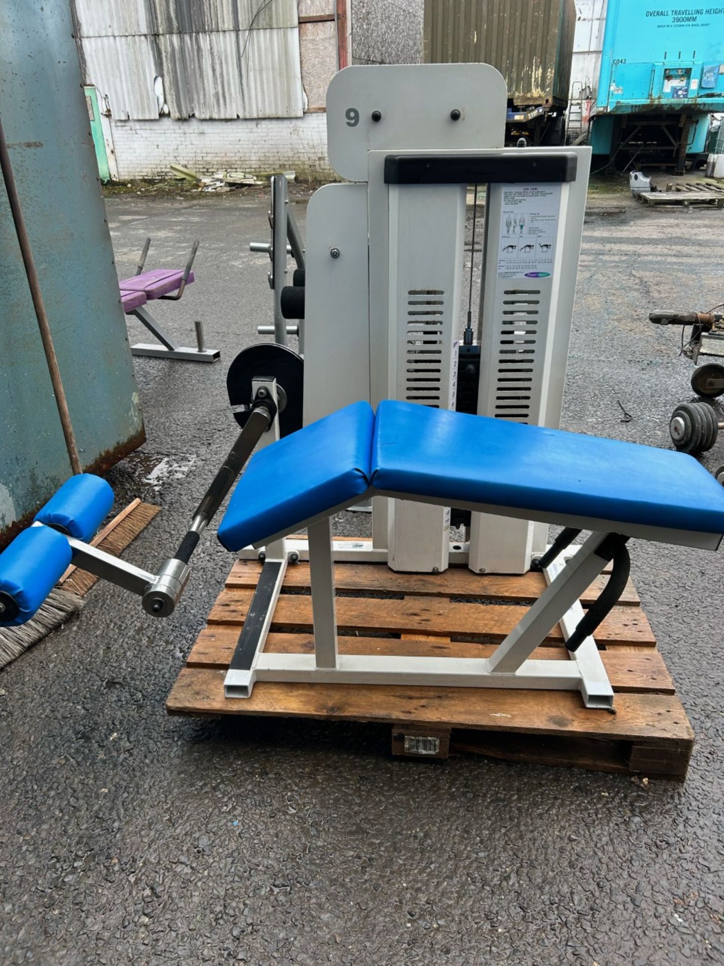 Powersport leg curl machine. 60kg inbuilt weights. Used overall good condition, a couple of small