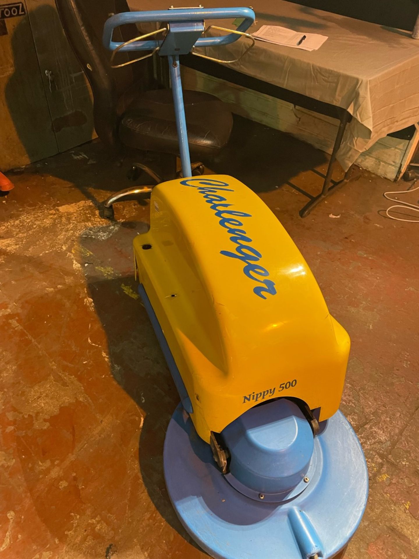Tennent Challenger nippy 500 high speed floor burnisher. Needs batteries charged to work. Good