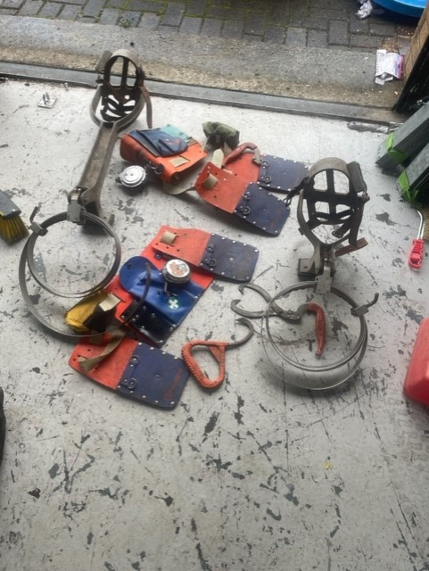 Tree surgeons tools forsips tapes wedges tool belts and climbing feet