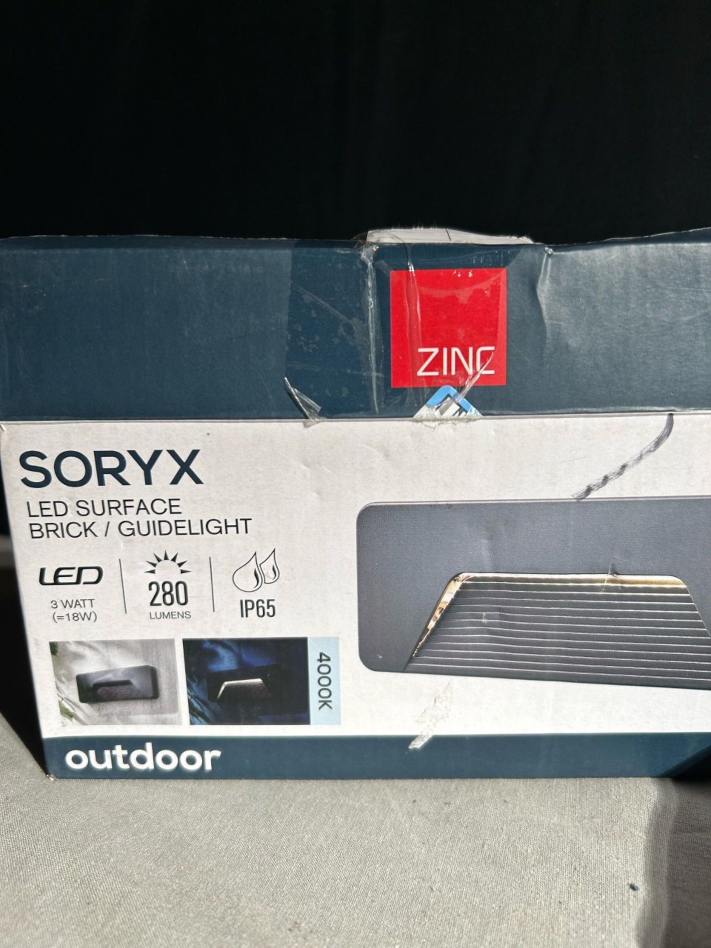 Zinc Soryx LED surface brick/ guide light. Matt anthracite charcoal colour. New in box - Image 3 of 3