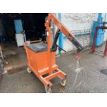 Crane or engine lift with weight at rear making it easy to push its in fair condition
