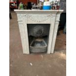 Old vintage cast iron fireplace. All parts present, good condition