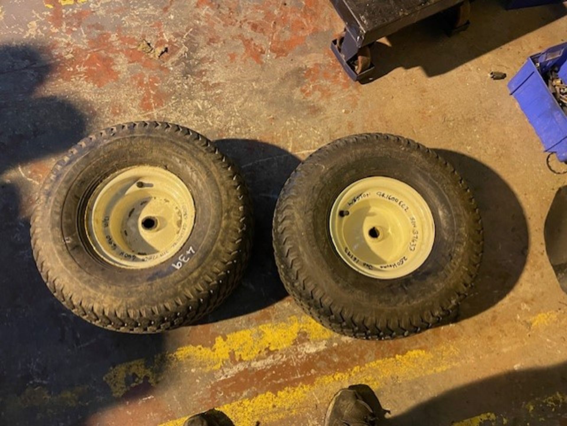 2 x Tyres and wheels single hole type new unused