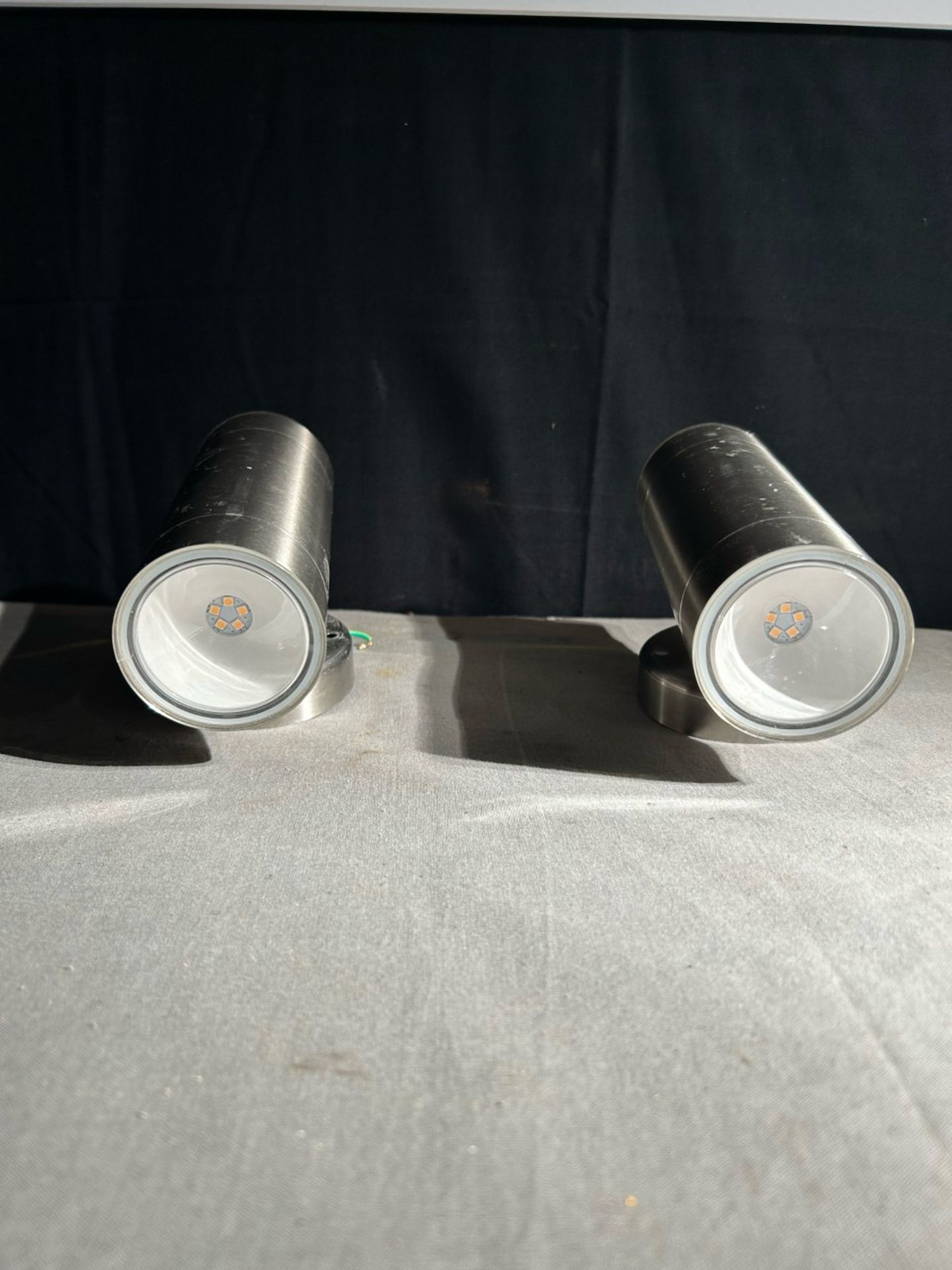 Pair of polished steel up down wall lights. - Image 2 of 2