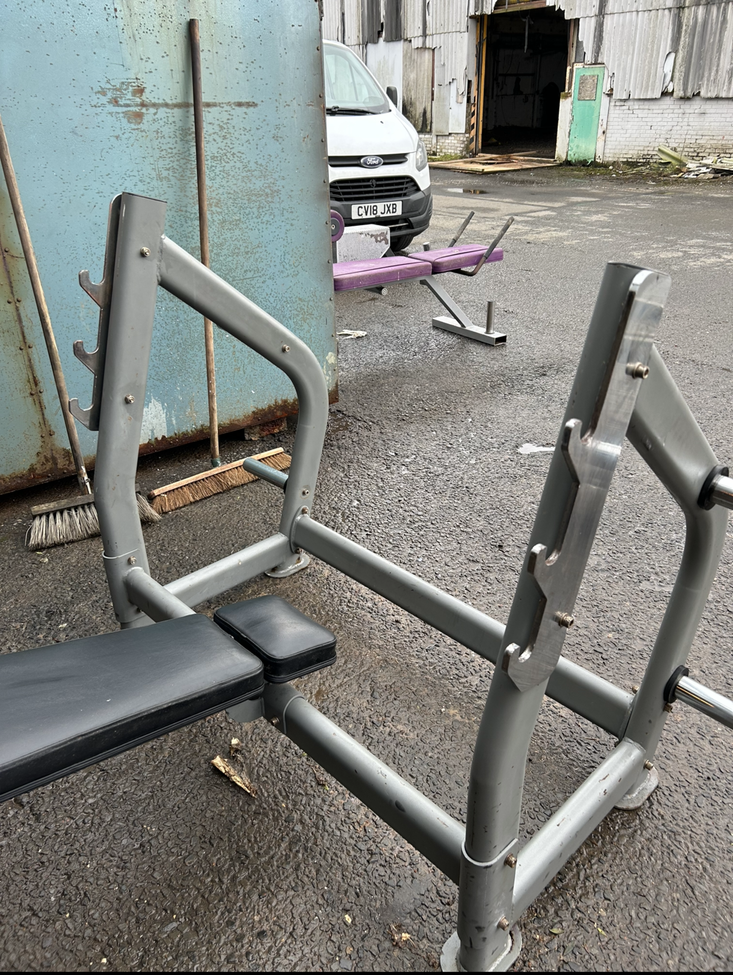 Commercial Olympic decline weight bench press unit. Average condition a few rusty parts shown in the - Image 3 of 4