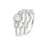 *NO RESERVE* 0.85ct Trio Stackable Ring Set, 18K White Gold (GH Vs-Si)