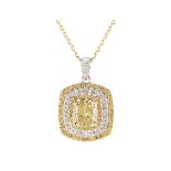 *NO RESERVE* 5.53ct Diamond and Sapphire Pendant with Chain, 18K White & Yellow Gold (WGI9624137028)