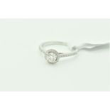 *NO RESERVE* 0.60ct Halo Diamond Ring, 18K White Gold (GH Vs-Si)