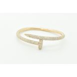 *NO RESERVE* 7.36ct Diamond Nail Bangle, 14K Rose Gold (FG Vs-Si)