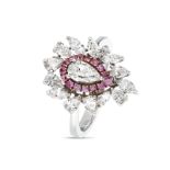 *NO RESERVE* 1.76ct Diamond Ring with Pink Sapphires, 18K White Gold (WGI9624135917)