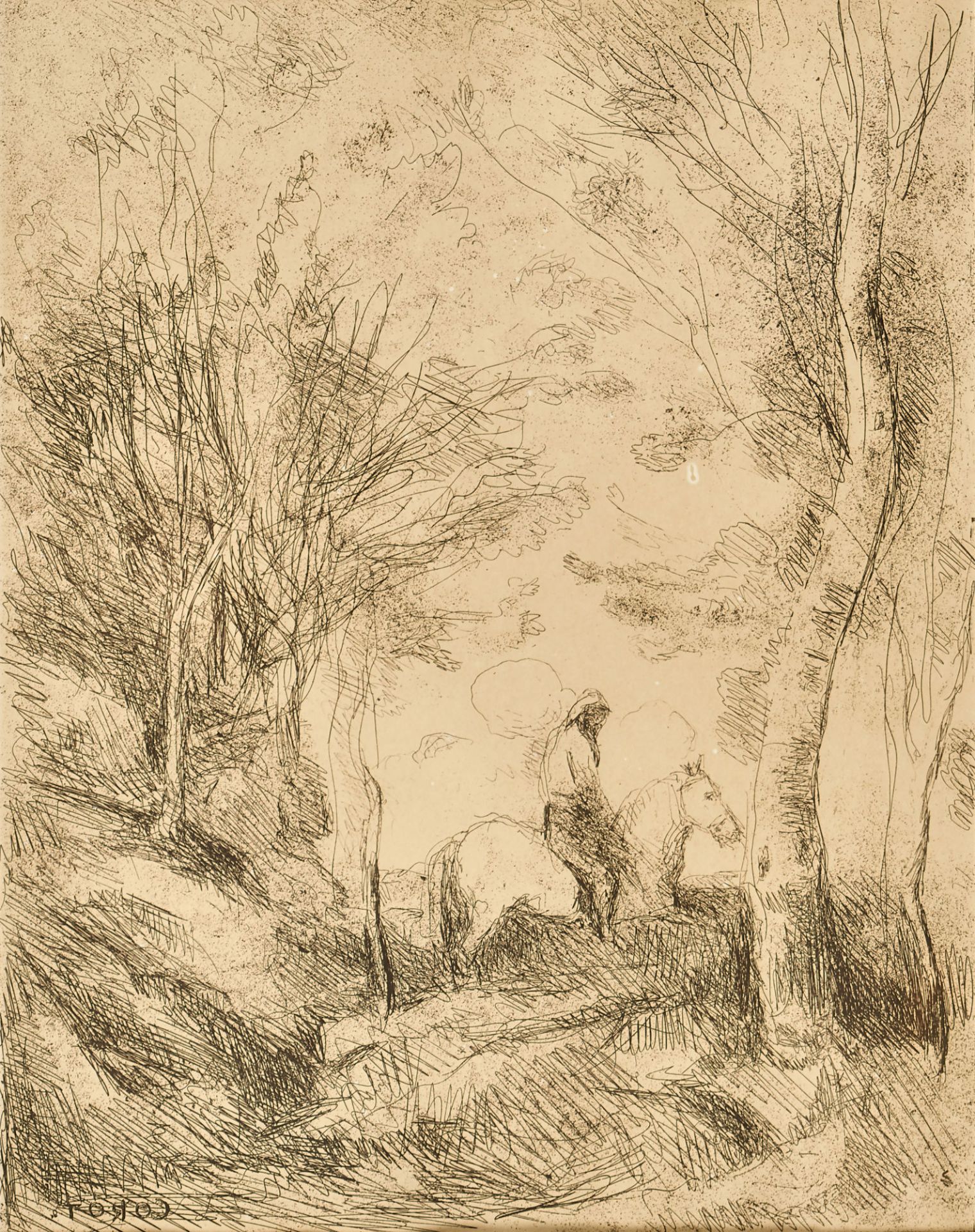 COROT, JEAN-BAPTISTE CAMILLE: "Le grand cavalier sous bois".