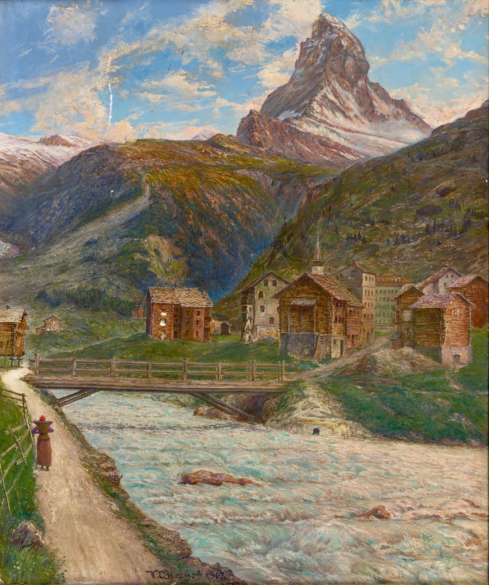 BISCHOFF, WILHELM: Zermatt mit Matterhorn.