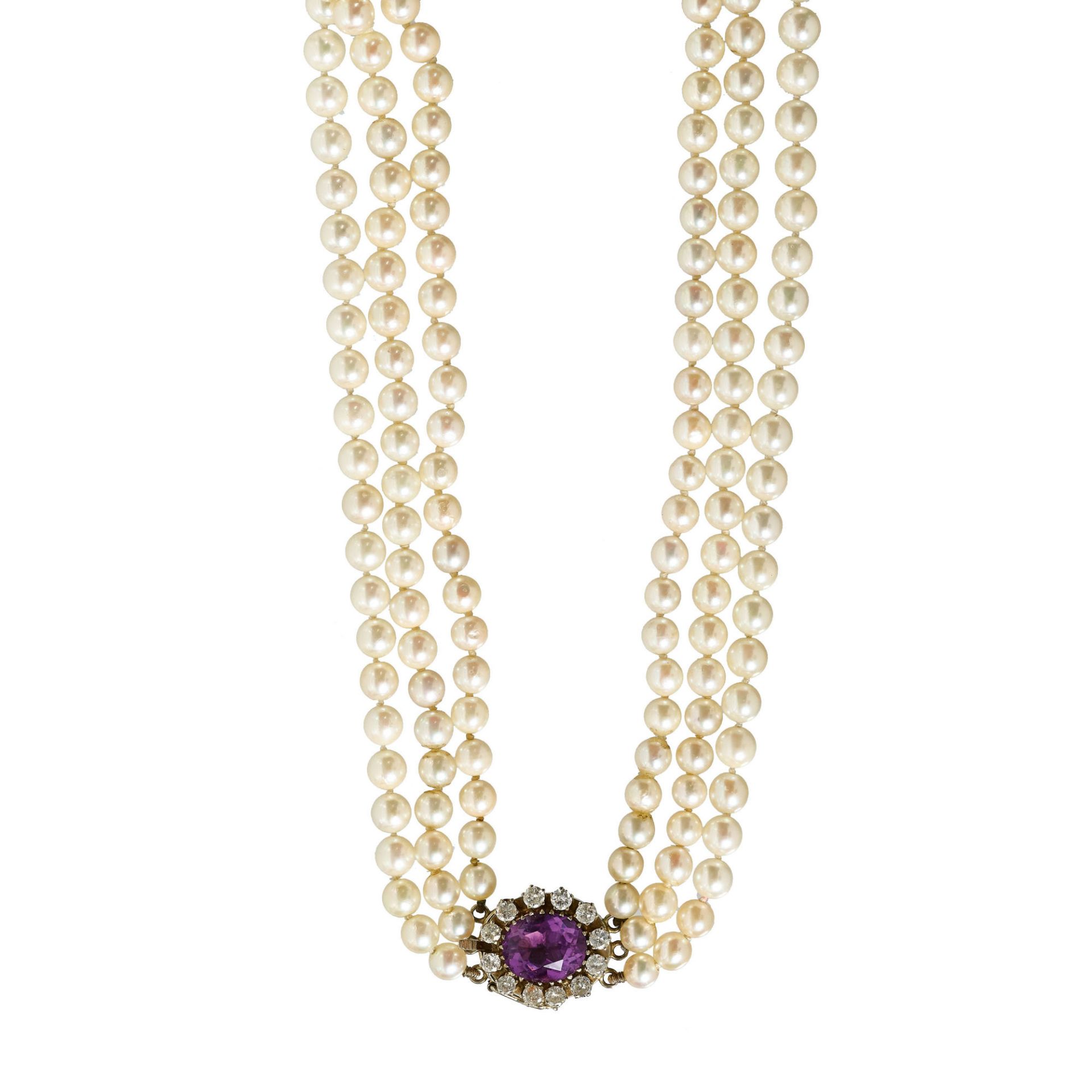AMETHYST-PERLEN-COLLIER / Amethyst-pearl-necklace  - Bild 2 aus 2