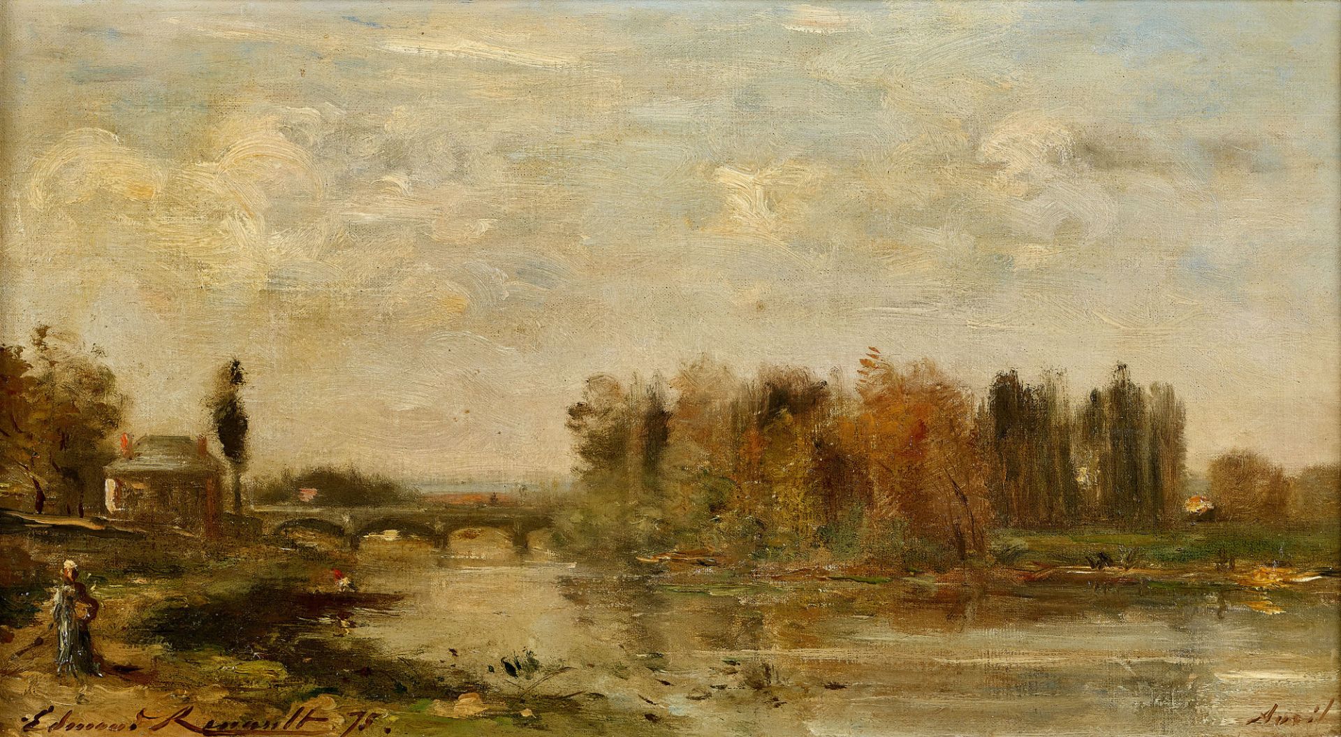 RENAULT, EDMOND CHARLES: Au bord de la rivière.