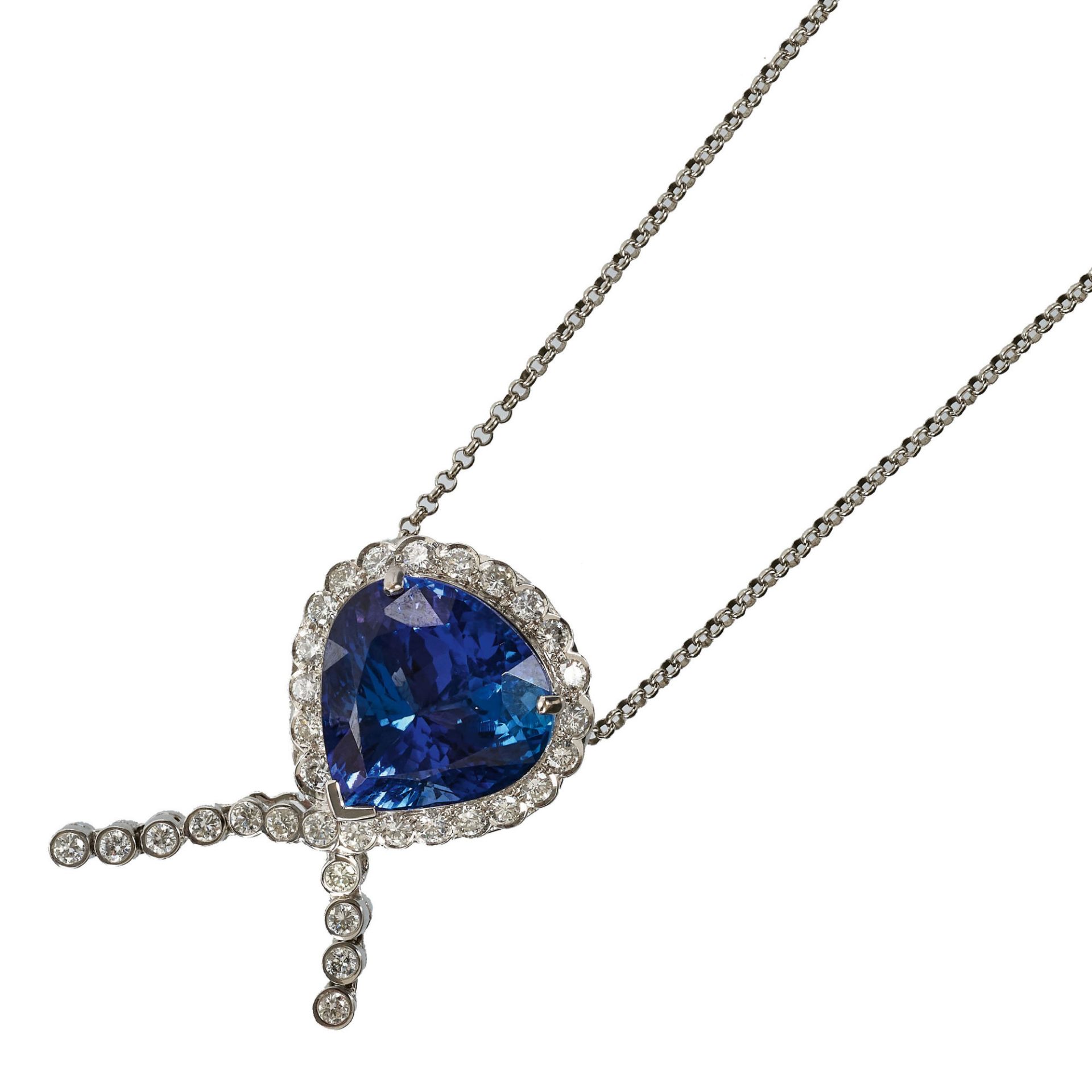 TANSANIT-BRILLANT-ANHÄNGER MIT KETTE / Tanzanite-diamond-pendant necklace