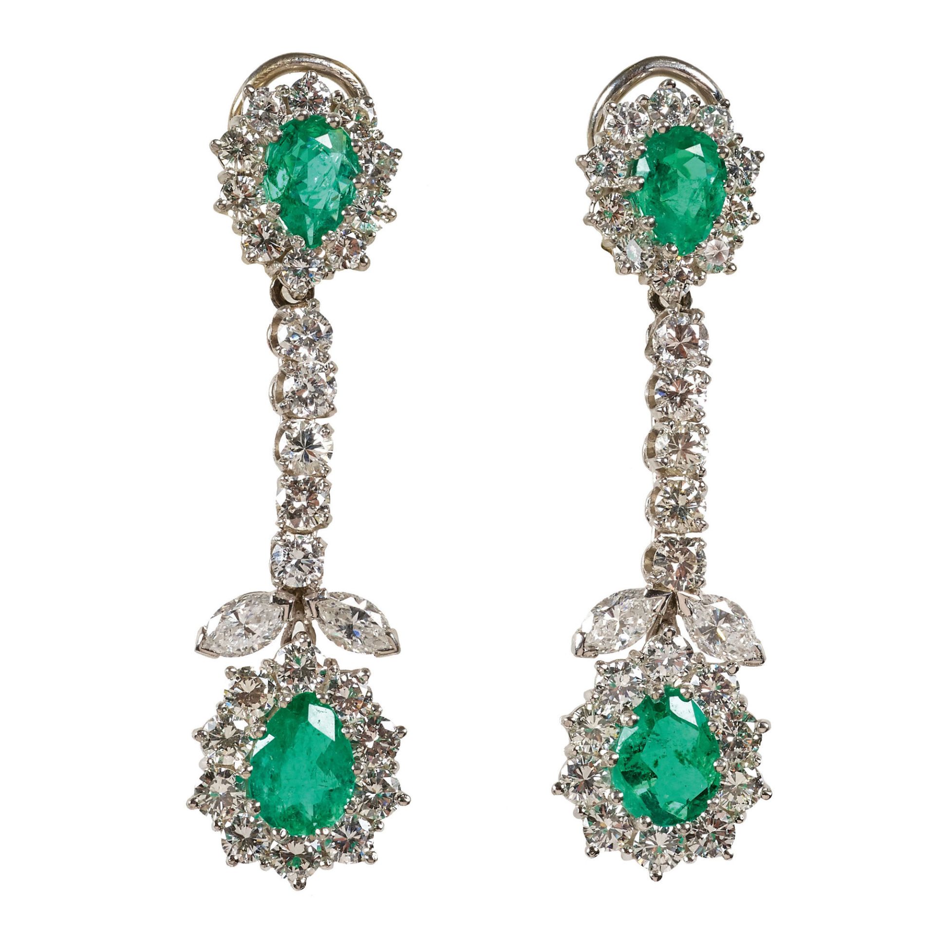 SMARAGD-BRILLANT-OHRHÄNGER / Emerald-diamond-pendant earrings