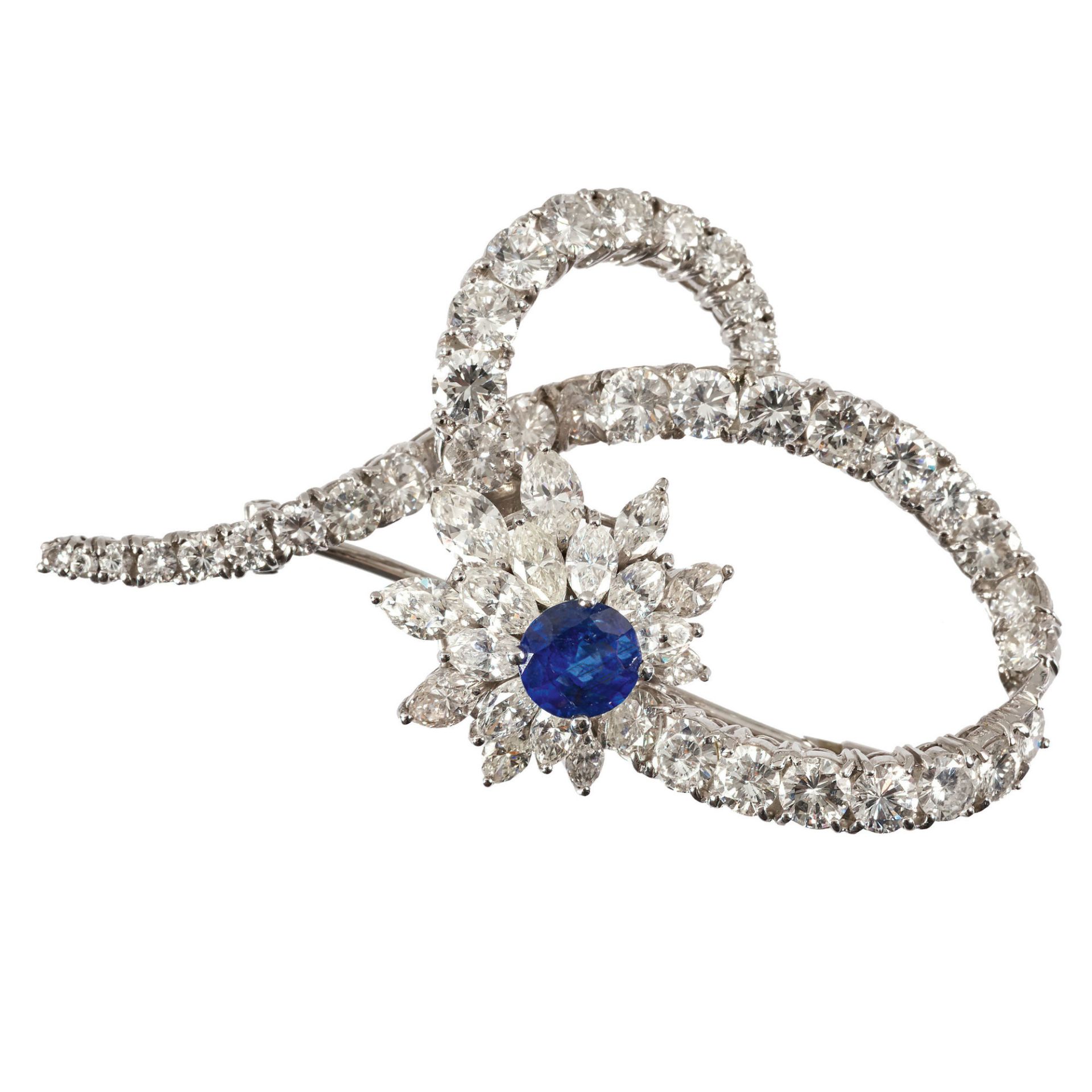 SAPHIR-DIAMANT-BROSCHE / Sapphire-diamond-brooch