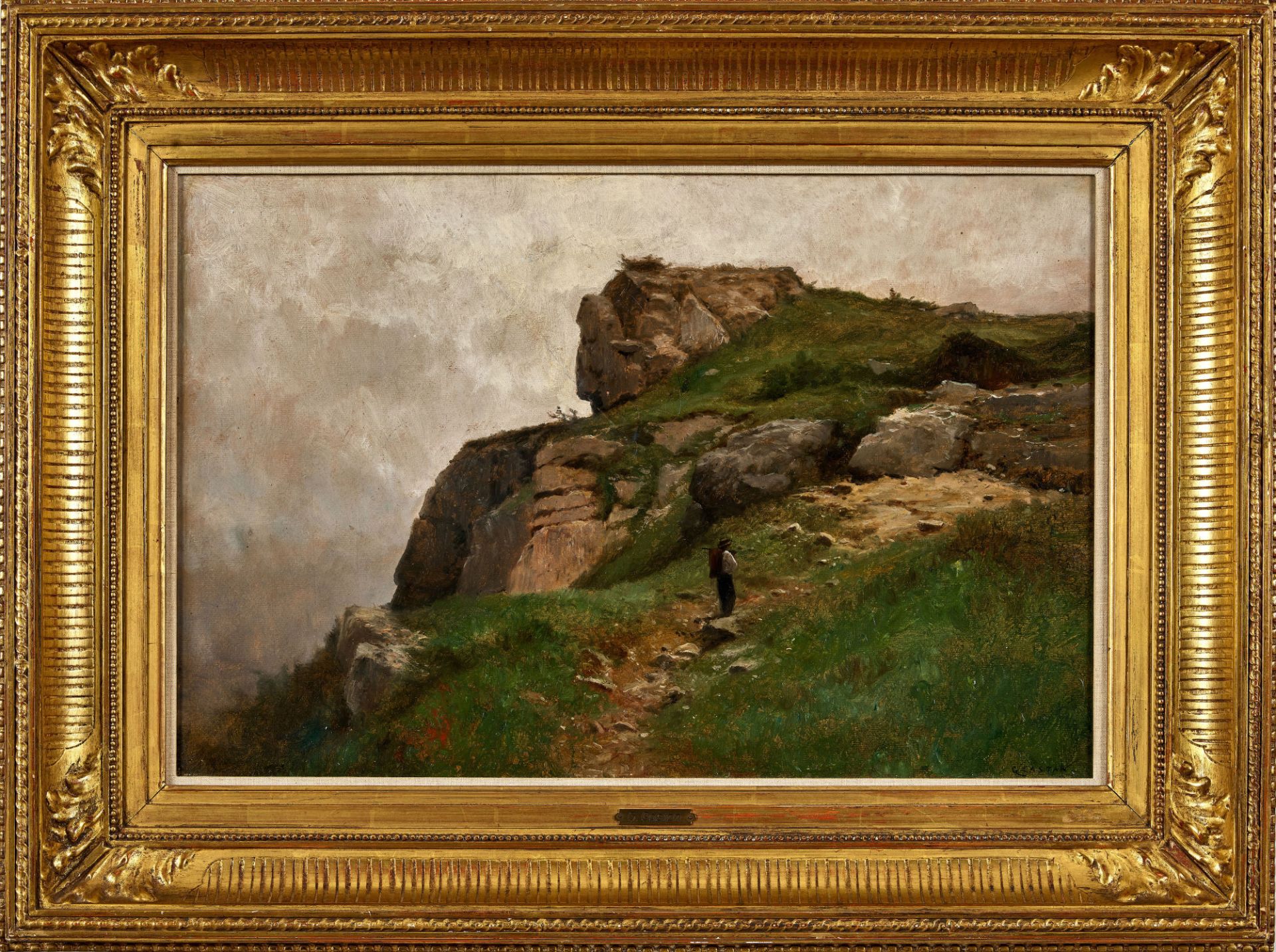 CASTAN, GUSTAVE EUGÈNE: Wanderer auf dem Bergpfad. - Bild 2 aus 2