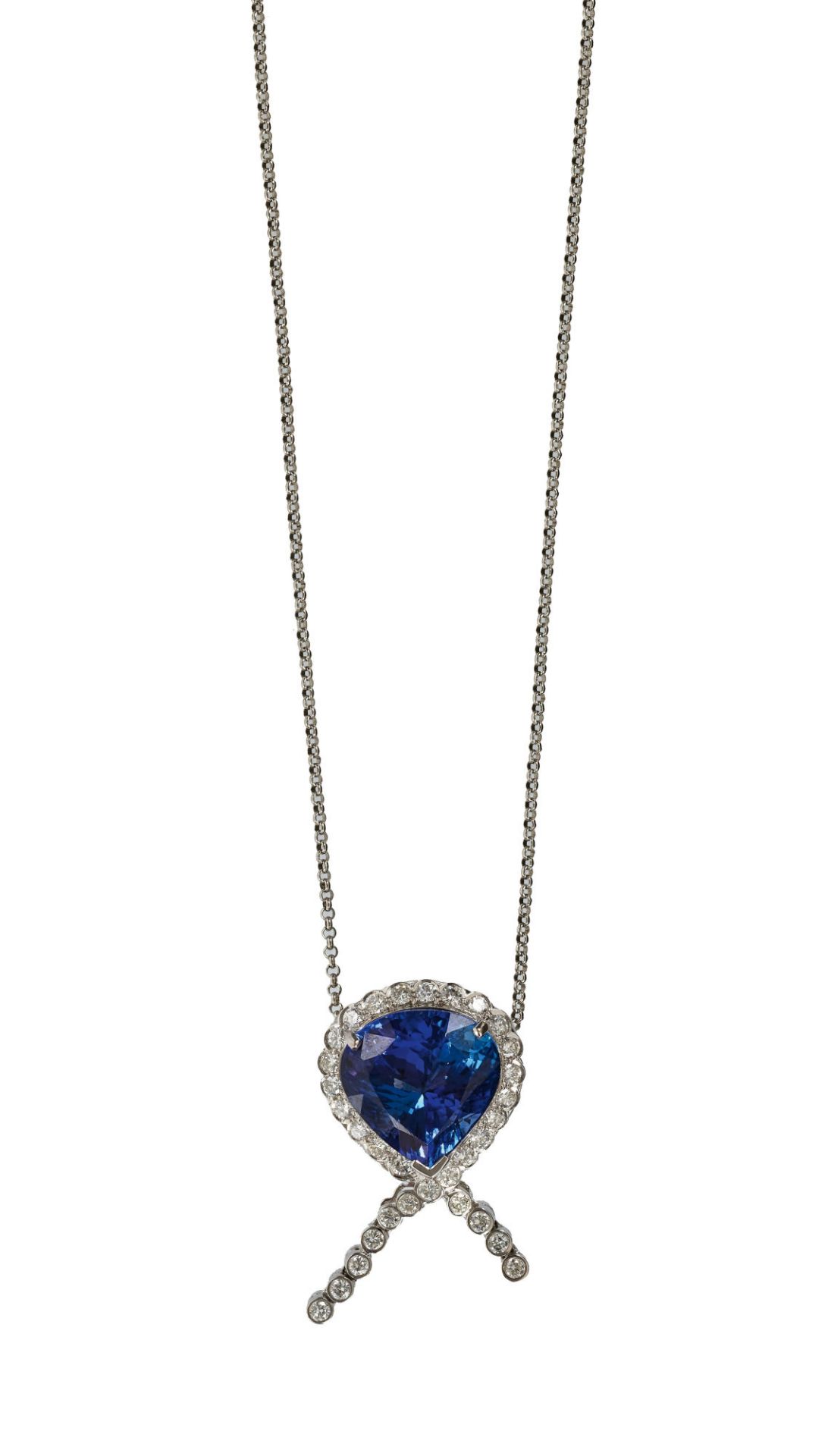 TANSANIT-BRILLANT-ANHÄNGER MIT KETTE / Tanzanite-diamond-pendant necklace - Image 2 of 2