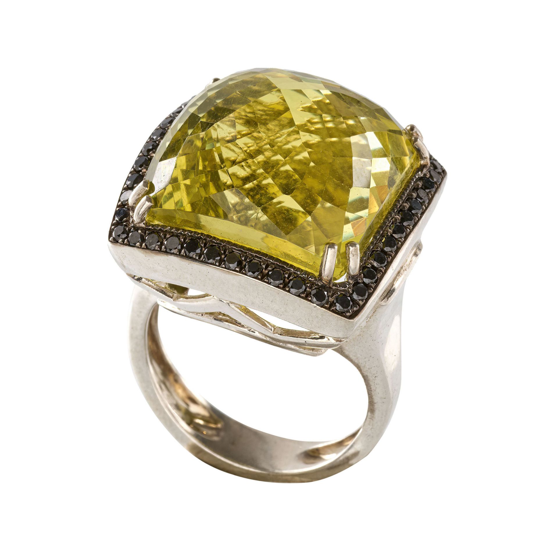 LEMONQUARZ-DIAMANT-RING / Lemon quartz-diamond-ring 