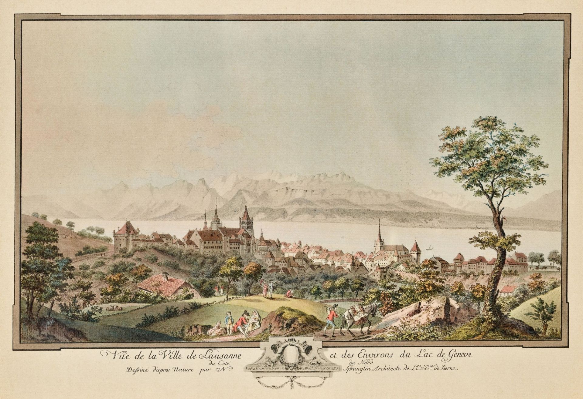 SPRÜNGLIN, NIKOLAUS: "Vue de la Ville de Lausanne et des Environs du Lac de Geneve du Coté du Nord".