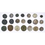 Konvolut v. 21 versch. antiken byzantinischen u. röm. Münzen
