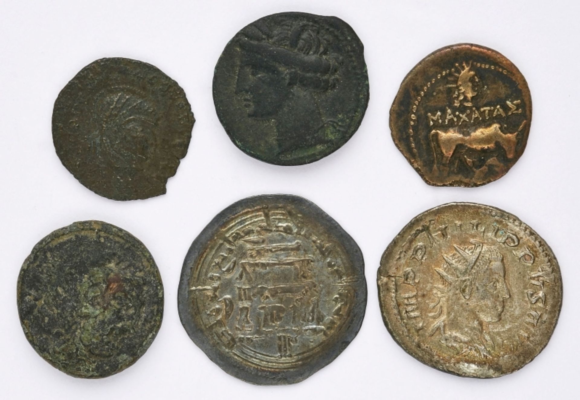 Konvolut v. 6 versch. antiken Münzen aus d. europäischen Raum