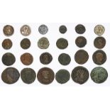 Konvolut v. 24 versch. antiken Münzen d. Röm. Kaiserzeit 4. Jh. n. Chr.