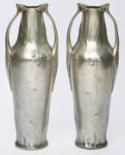 Paar Vasen, Jugendstil, Kayserzinn um 1900.