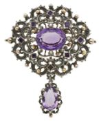 Amethyst-Prunkbrosche, Historismus, wohl England 1876