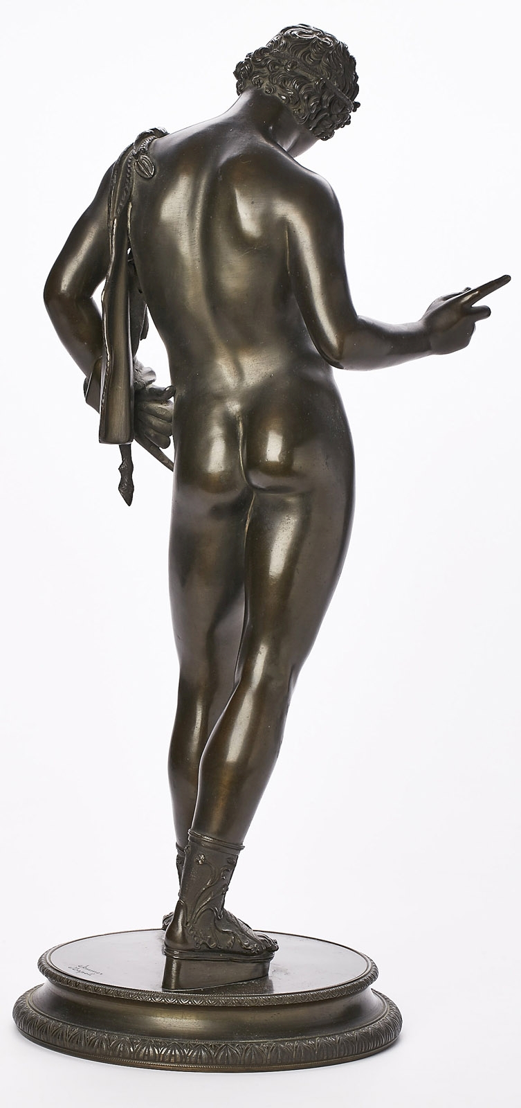 Gr. Bronze nach antikem Vorbild: Dionysos/ "Narziss von Pompeji", Neapel wohl um 1900. - Image 3 of 3