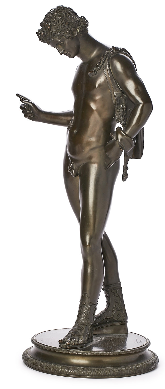 Gr. Bronze nach antikem Vorbild: Dionysos/ "Narziss von Pompeji", Neapel wohl um 1900. - Image 2 of 3