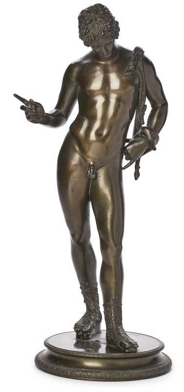 Gr. Bronze nach antikem Vorbild: Dionysos/ "Narziss von Pompeji", Neapel wohl um 1900.